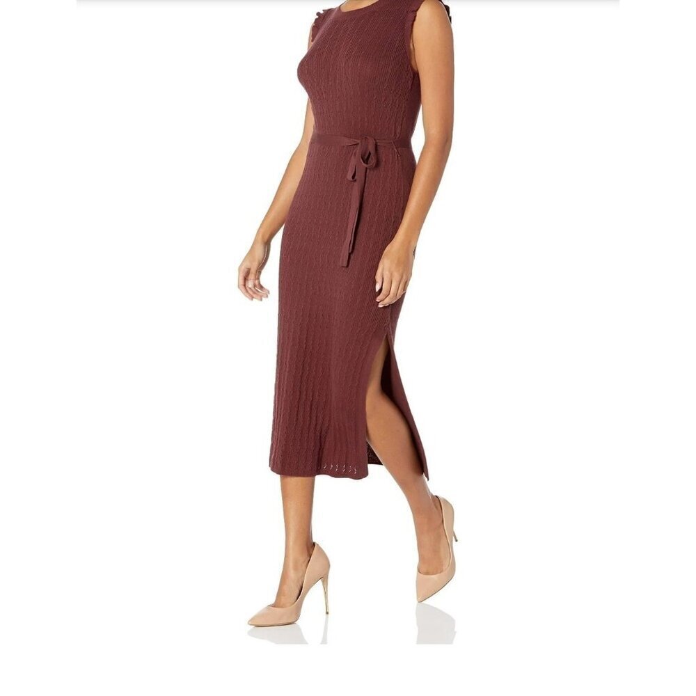 PAIGE Gardenia Dress Chocolate Wine L NWT Knit Sweater Midi Dress